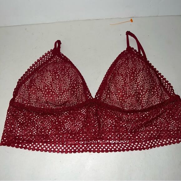 NWOT VICTORIA SECRET lace eyelet bralette set of three M - Black, Red, and Green - Picture 3 of 6